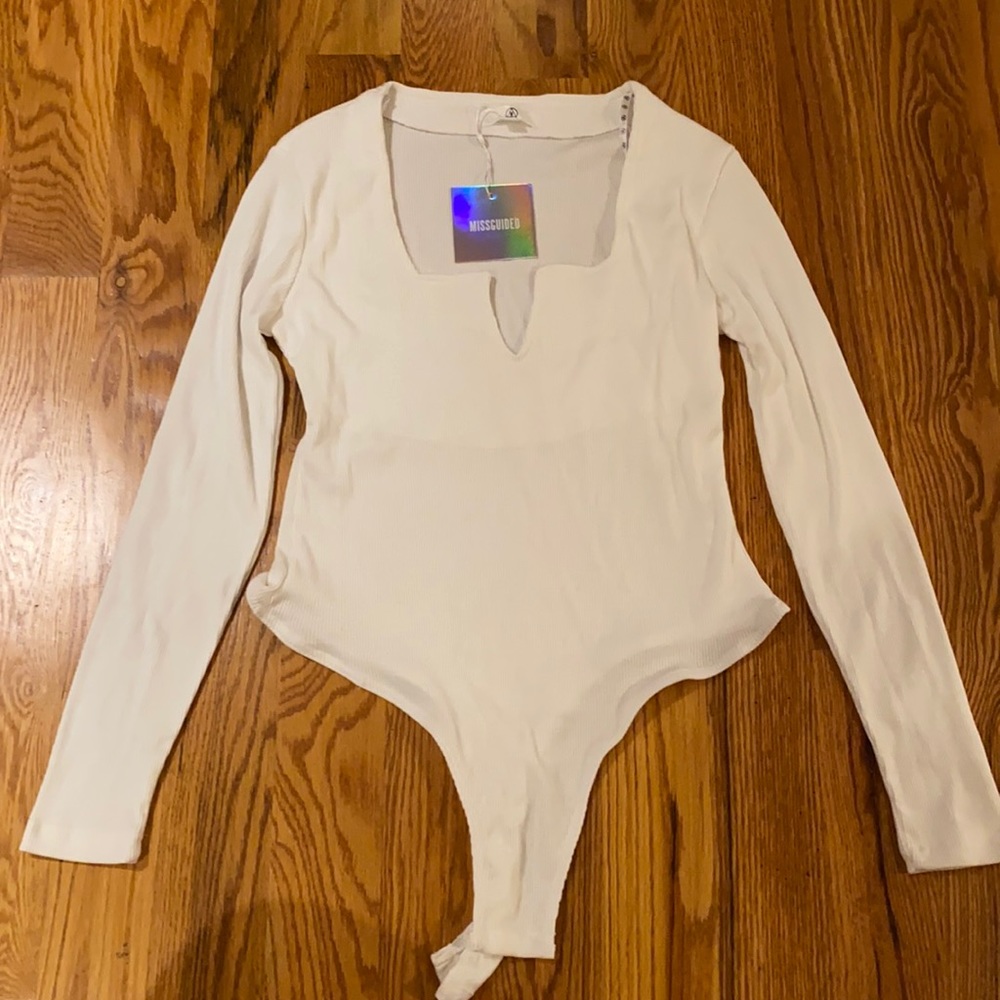 Missguided white long sleeve bodysuit